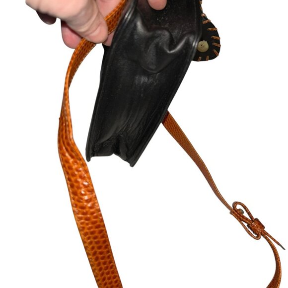 Vivian Sender Vintage black brown WESTERN COWGIRL RODEO flap cross body bag - Picture 6 of 9